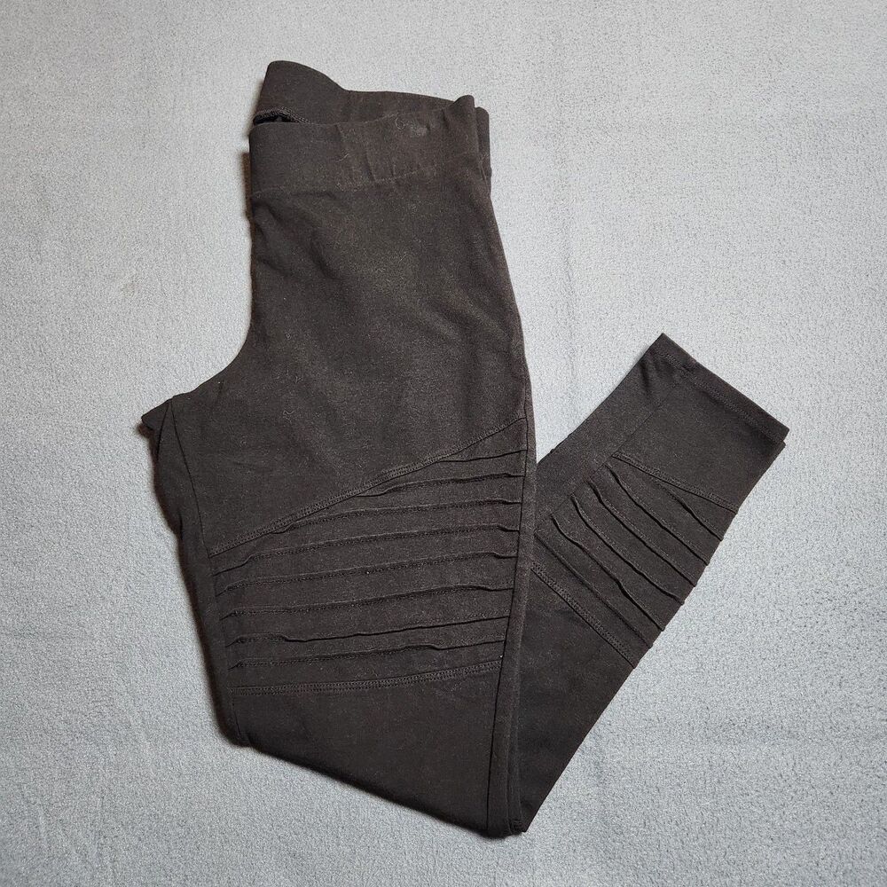 Torrid Pants Women 1X Black Mid Rise Pull On Full Length Moto Leggings